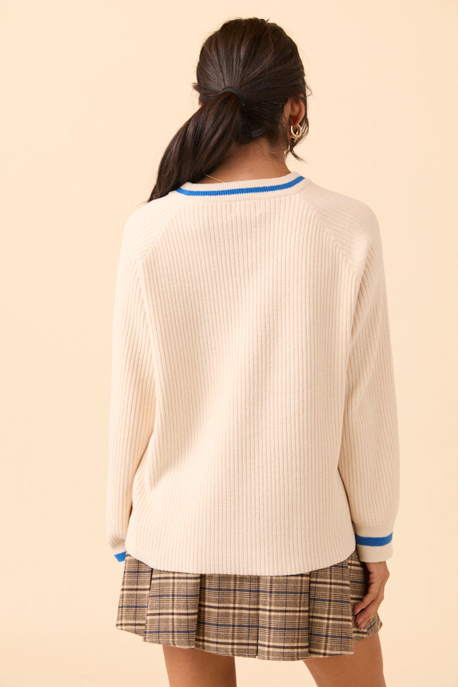 Delaney Cream and Cobalt Go Sports Sweater FINAL SALE