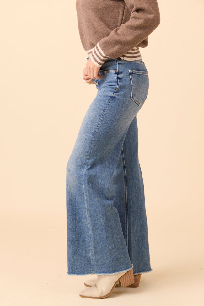 Alliah Medium Wash Boot Cut Button Up Jeans