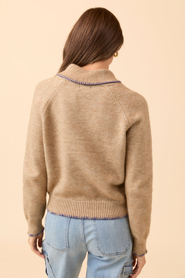 Nettie Brown V-Neck Toggle Button Sweater SALE