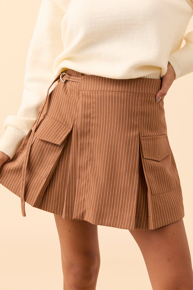 Monty Brown Pleated Mini Skirt