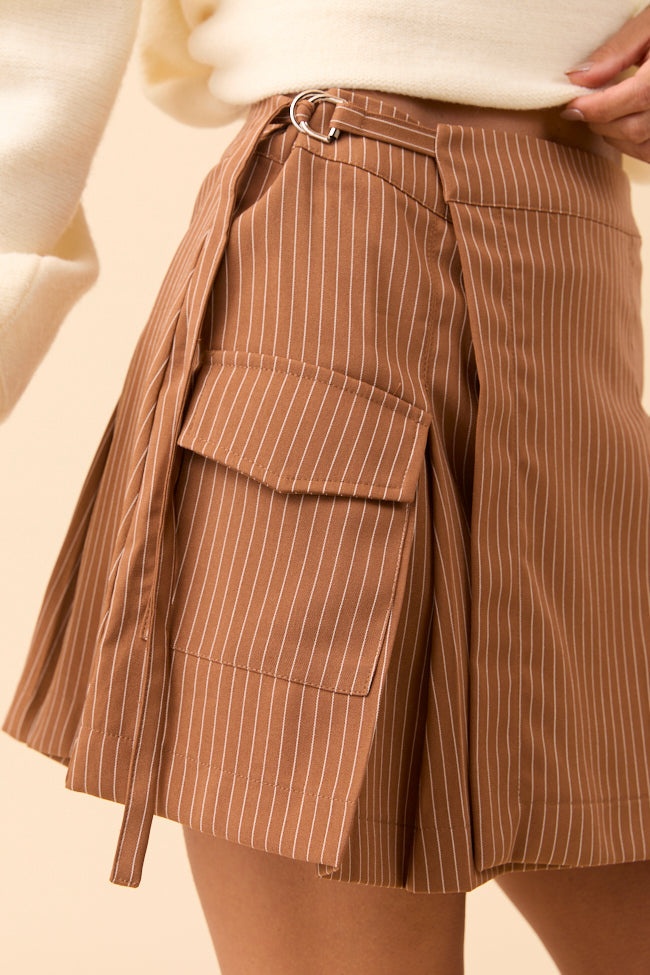 Monty Brown Pleated Mini Skirt