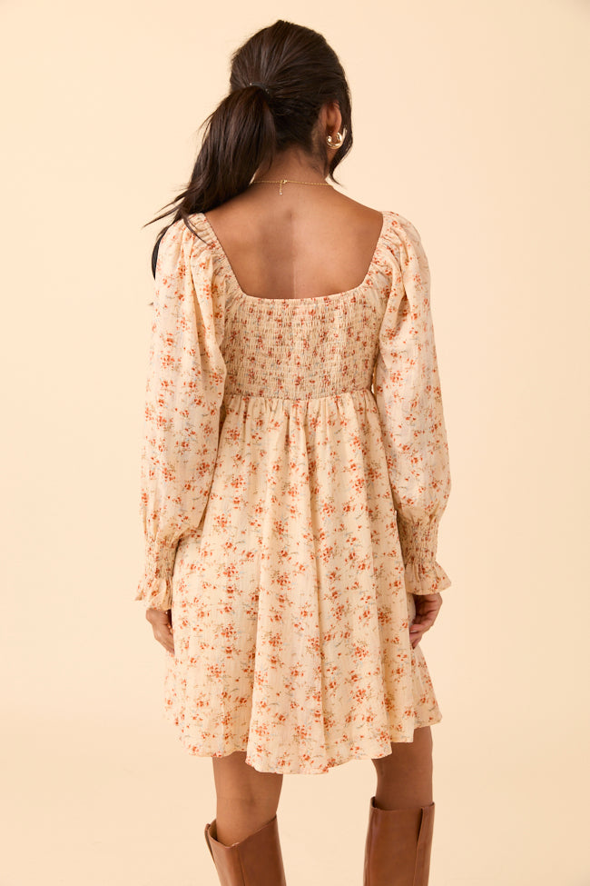 Daniella Neutral Floral Mini Dress