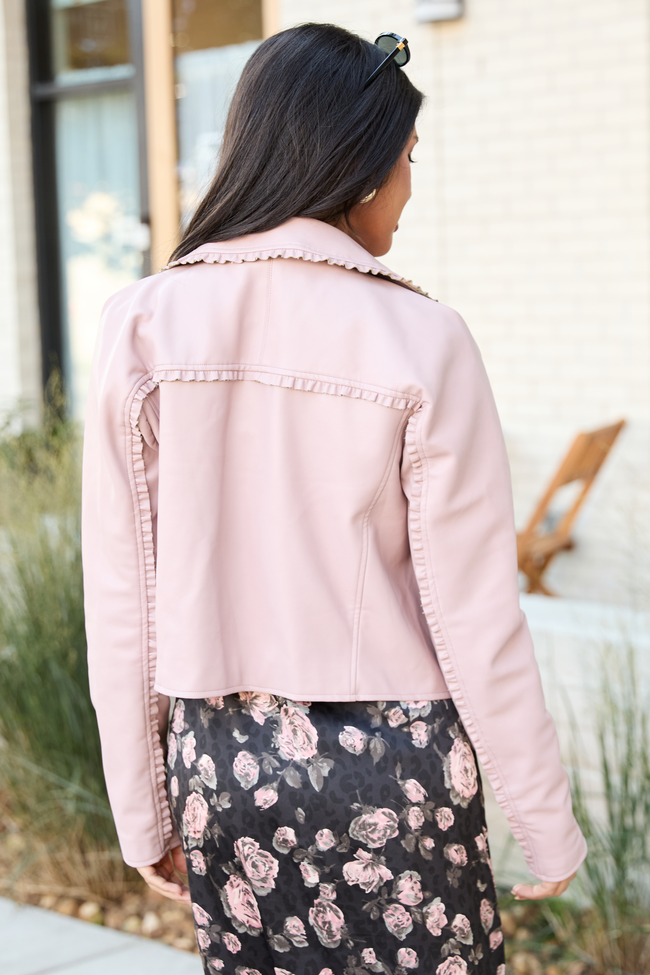 Lena Blush Faux Leather Jacket