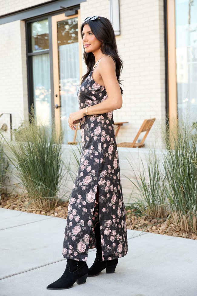 Allie Black Floral Slip Dress