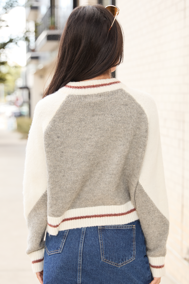 Jordan Grey Bomber Cardigan Sweater SALE