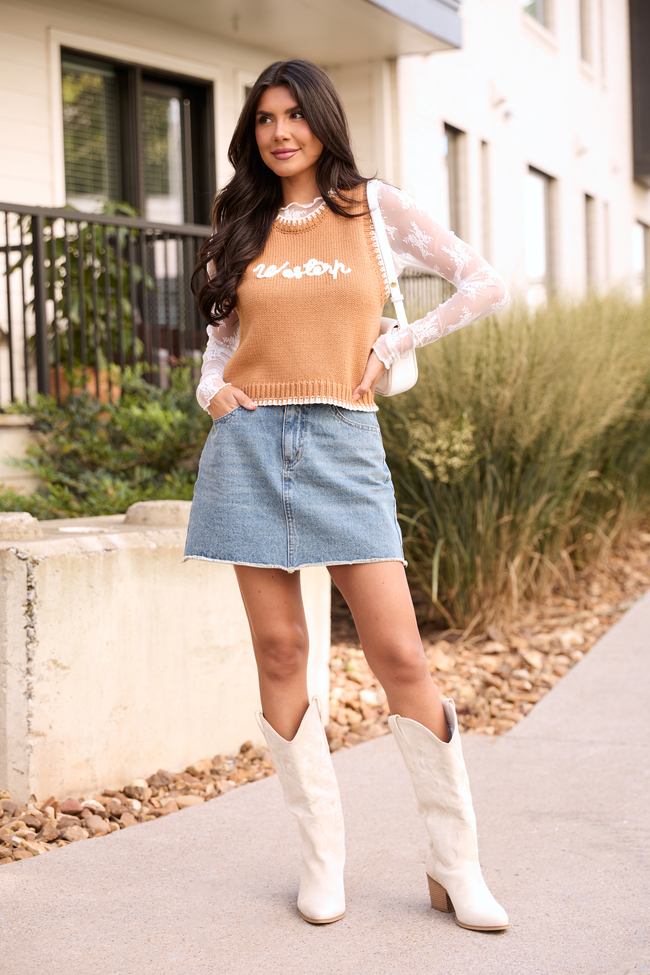 Selah Sleeveless Brown Western Sweater Vest FINAL SALE