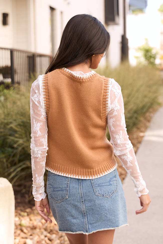 Selah Sleeveless Brown Western Sweater Vest FINAL SALE