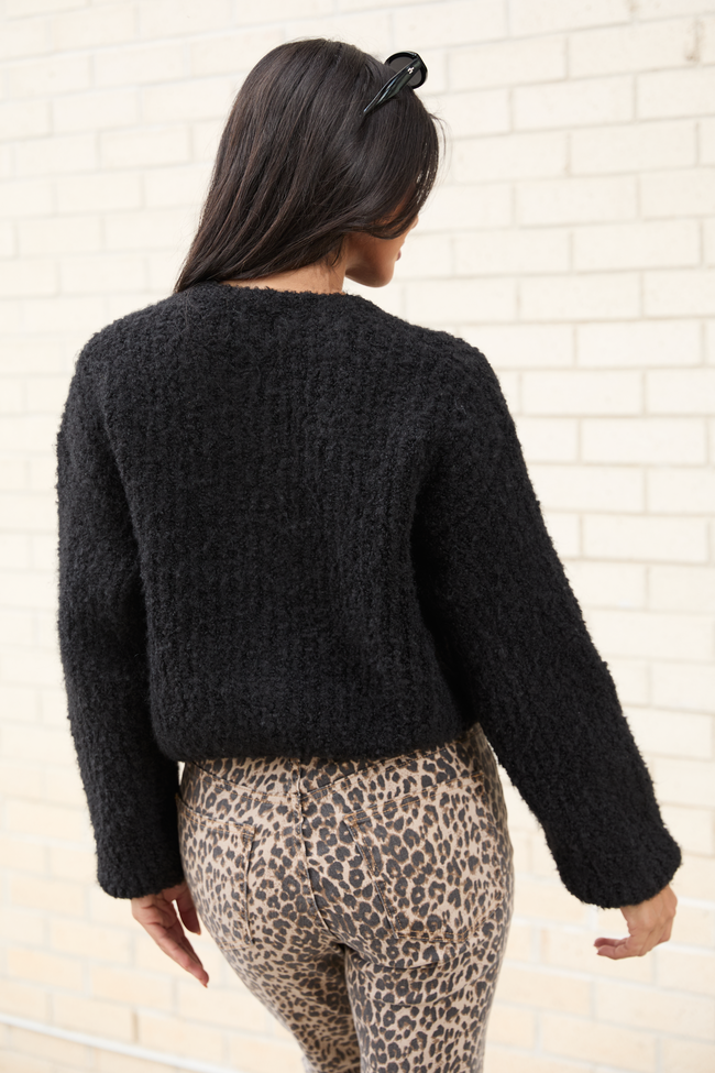 Taye Black Chunky Boucle Cardigan FINAL SALE