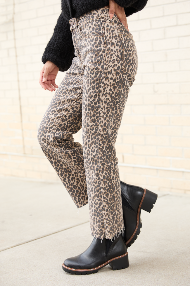 Melody Leopard Print Cropped Flare Jeans