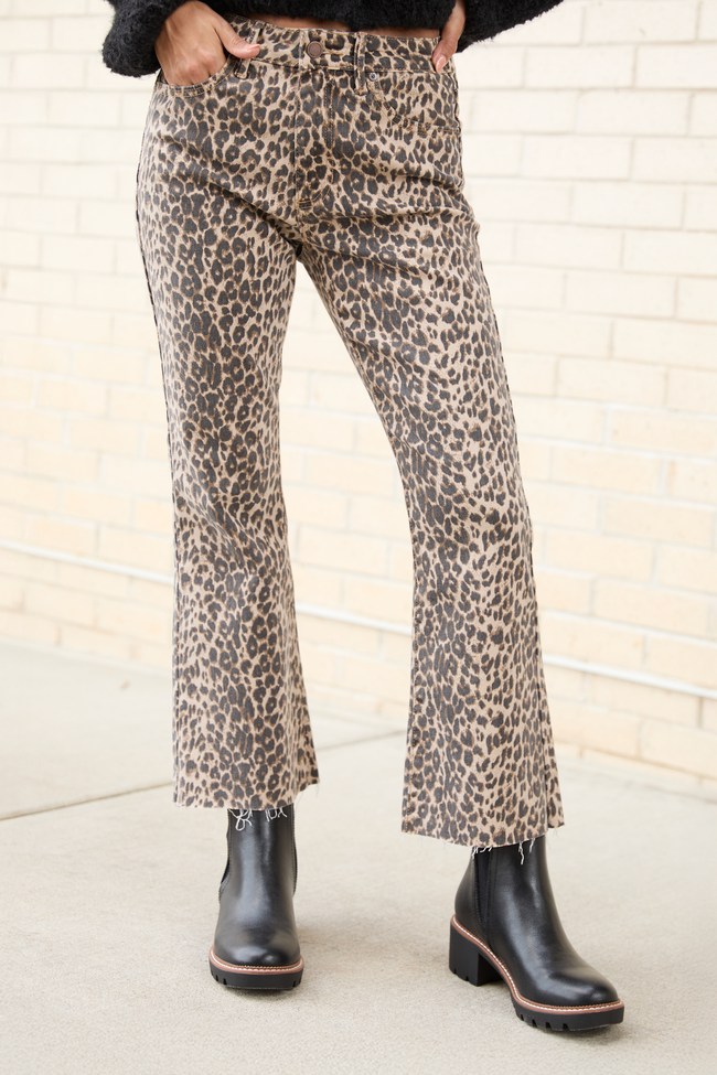 Melody Leopard Print Cropped Flare Jeans