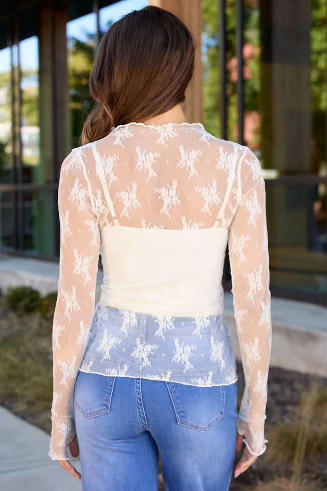 Soraya Ivory Mock Neck Lace Layering Blouse