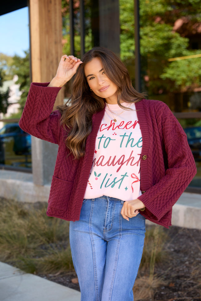 Cheers To The Naughty List Light Pink Graphic Tee