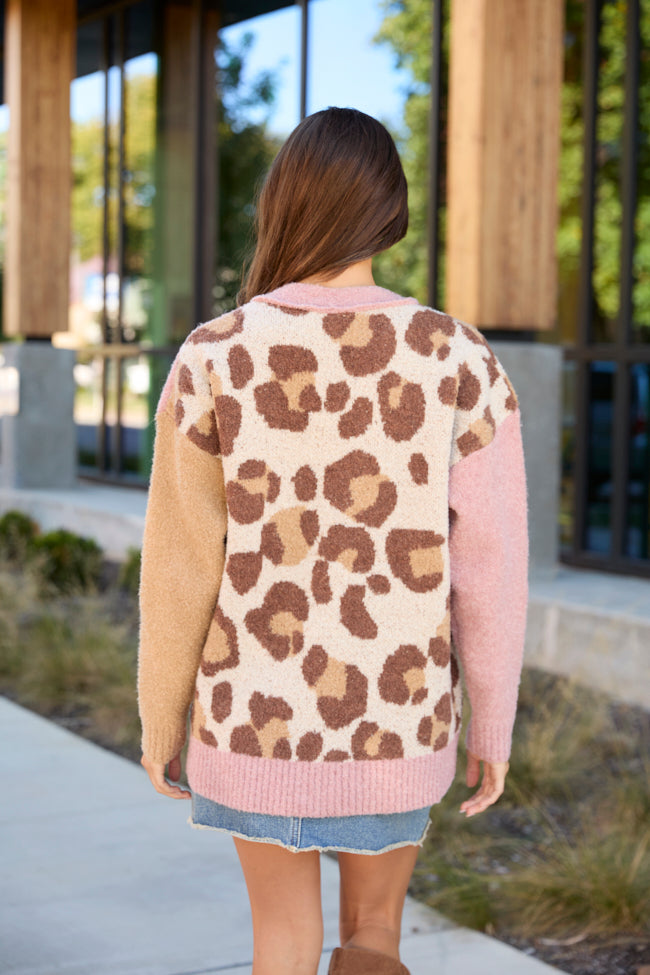 Maleah Pink Plaid And Animal Print Cardigan SALE