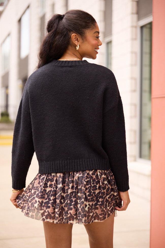 Dena Solid Black Crewneck Sweater SALE