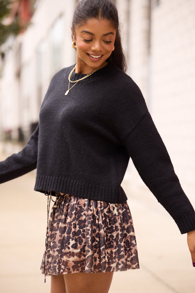 Dena Solid Black Crewneck Sweater SALE