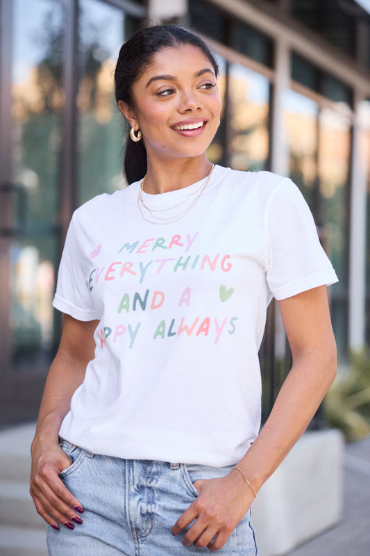 Merry Everything White Graphic Tee