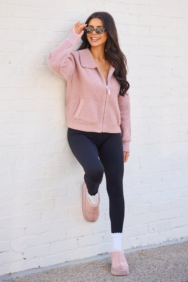 Bodhi Pink Boucle Full Zip Jacket SALE