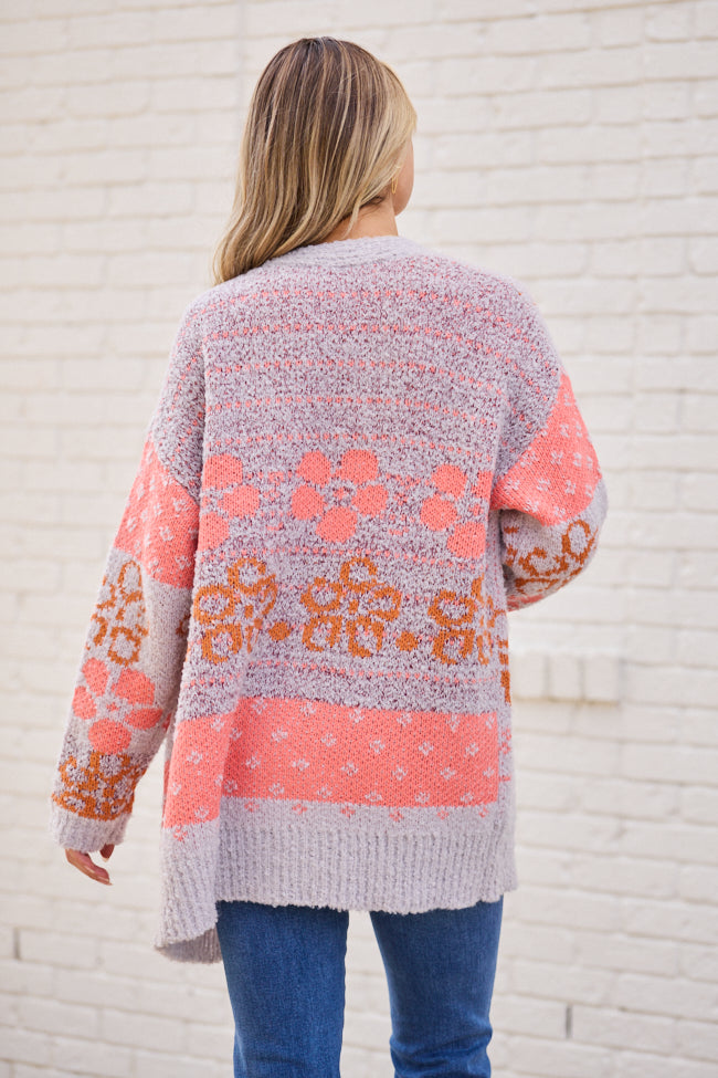 Cindy Boucle Purple Floral Print Cardigan SALE