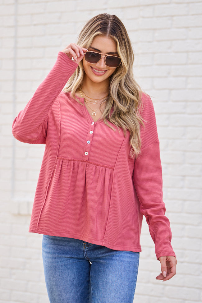 Kenna Rose Long Sleeve Henley Top