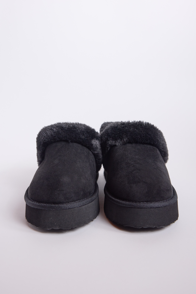 Greer Black Slingback Platform Slippers SALE