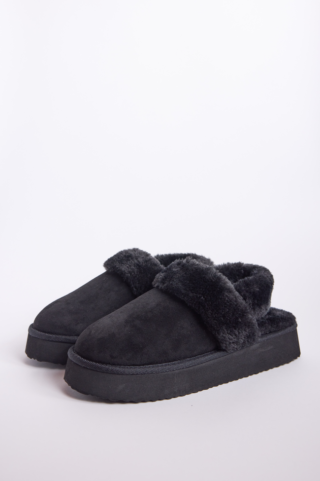 Greer Black Slingback Platform Slippers SALE