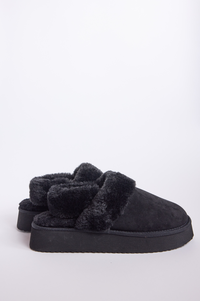 Greer Black Slingback Platform Slippers SALE