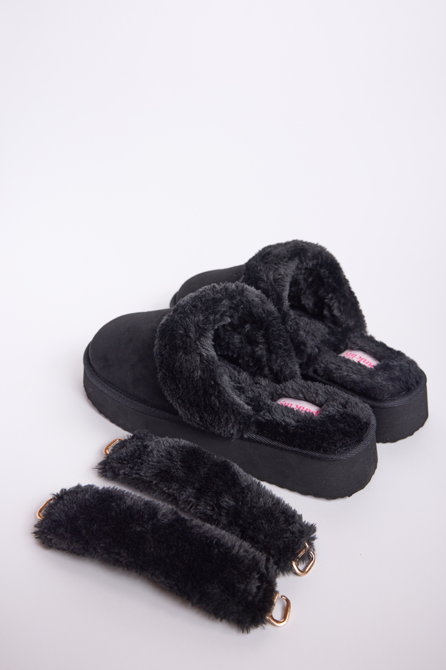 Greer Black Slingback Platform Slippers SALE