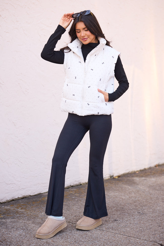 Stella White Bow Dot Puffer Vest SALE