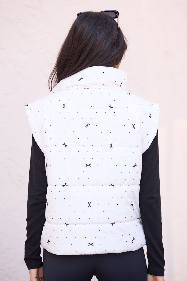 Stella White Bow Dot Puffer Vest SALE