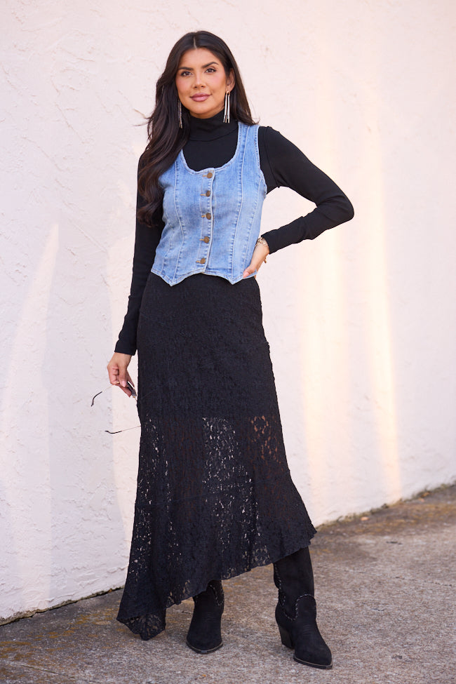 Adalee Scoop Neck Denim Vest