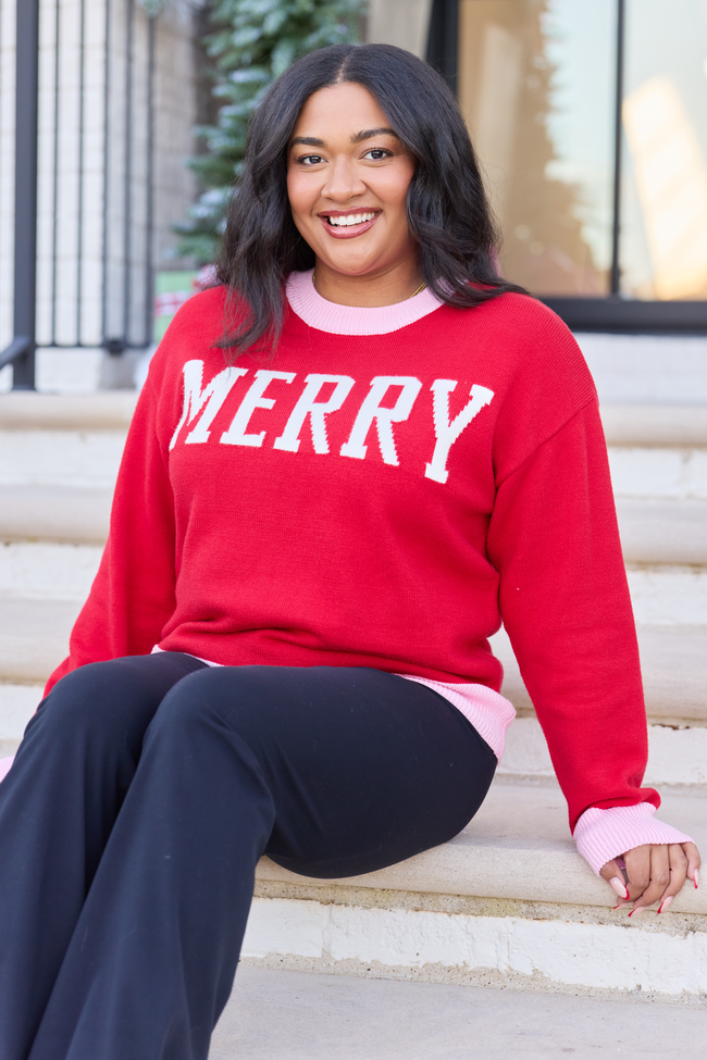 Merry Red And Pink Holiday Sweater FINAL SALE