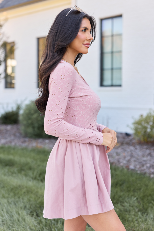 Marina Pink Eyelet Mini Dress
