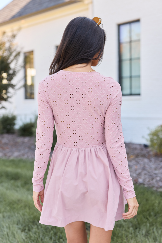 Marina Pink Eyelet Mini Dress