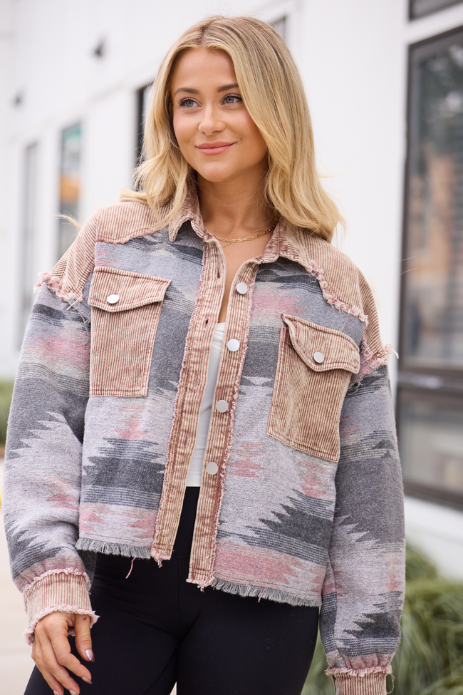 Quinley Brown Mixed Media Shacket