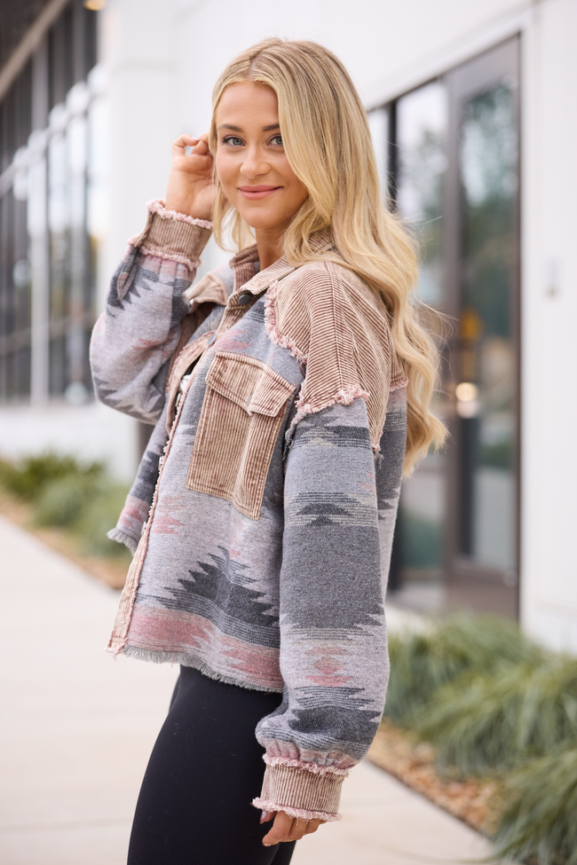 Quinley Brown Mixed Media Shacket