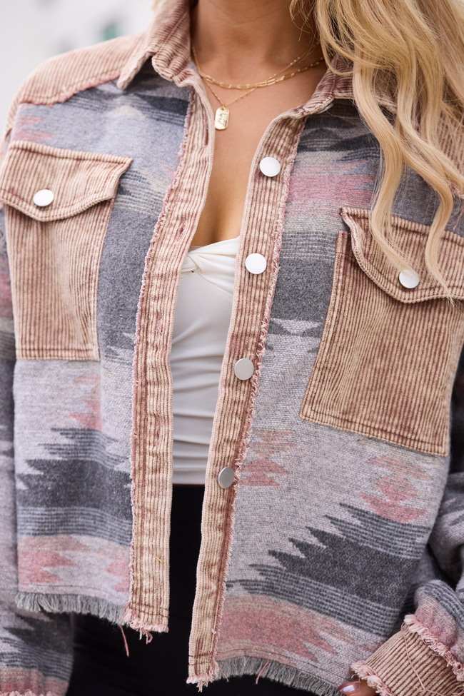 Quinley Brown Mixed Media Shacket