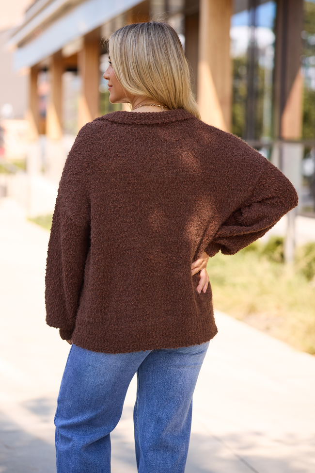 Marcella Brown Collared Boucle Cardigan SALE