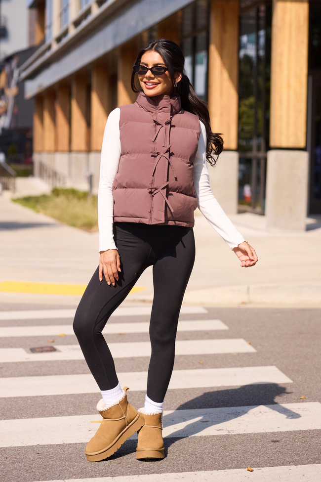 Liberty Brown Bow Puffer Vest SALE