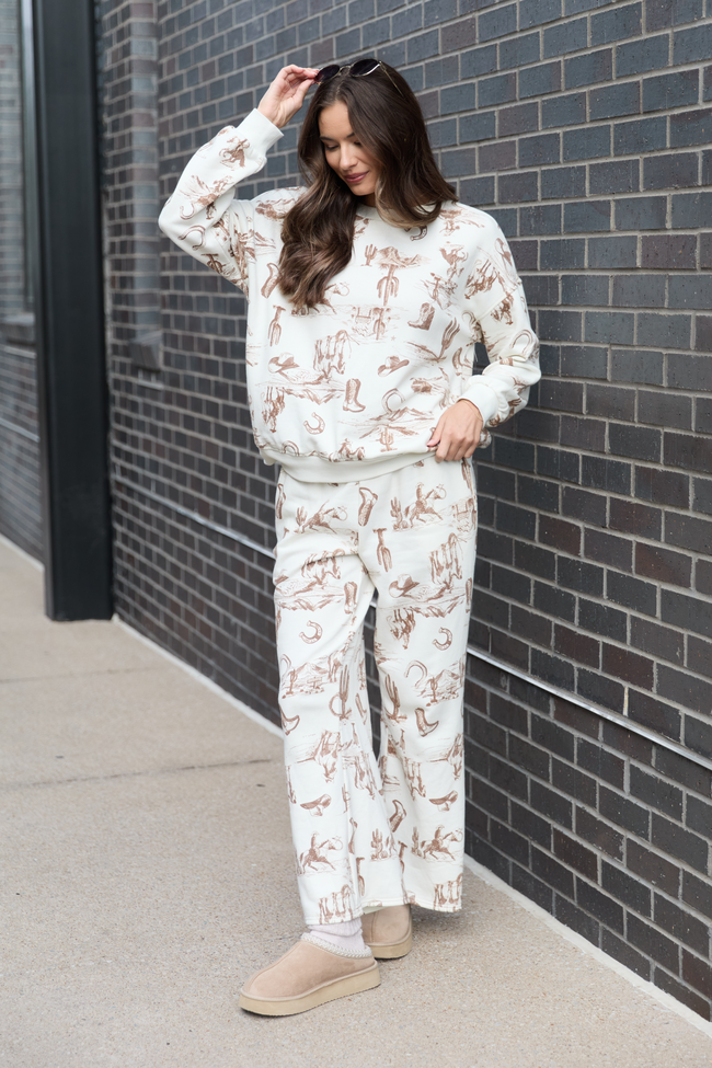 Chyenne Cream Western Sweatpants