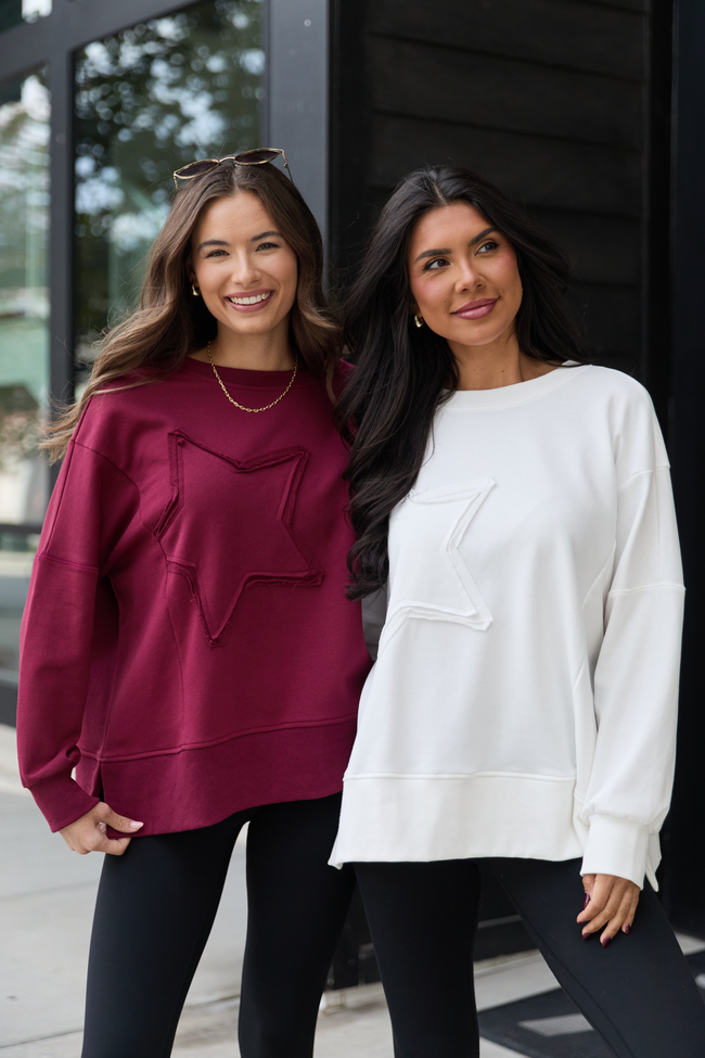 Solstice Burgundy Star Embellished Pullover