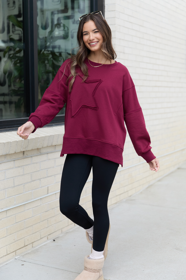 Solstice Burgundy Star Embellished Pullover