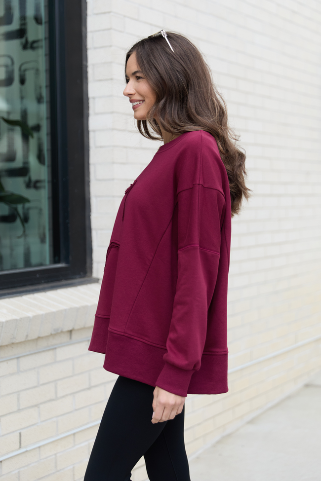 Solstice Burgundy Star Embellished Pullover