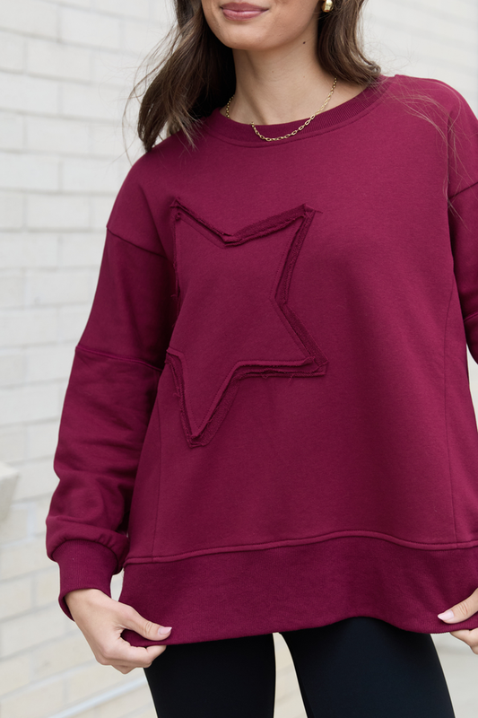 Solstice Burgundy Star Embellished Pullover