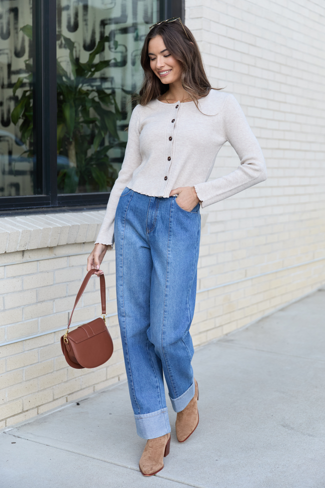 Reina Medium Wash Cuffed Jeans