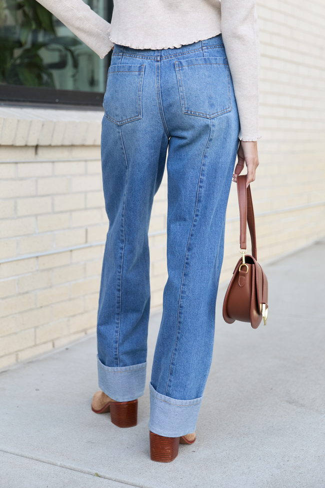 Reina Medium Wash Cuffed Jeans