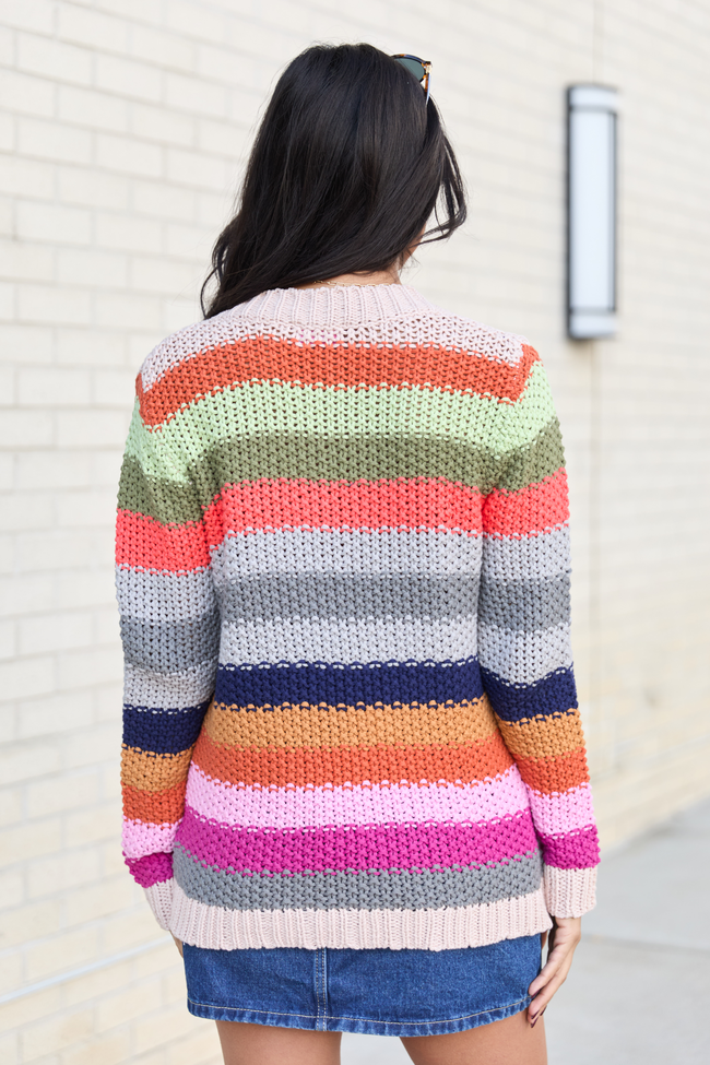 Georgie Bright Multi Striped V-Neck Sweater SALE