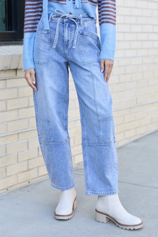 Juno Mid Rise Barrel Jeans