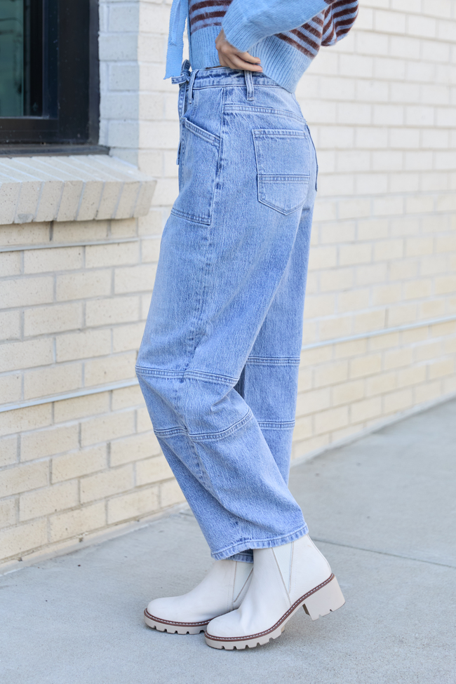 Juno Mid Rise Barrel Jeans