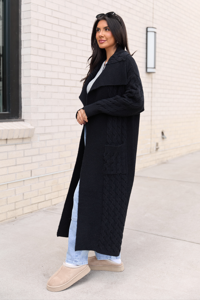 Keegan Black Cable Knit Duster Cardigan SALE