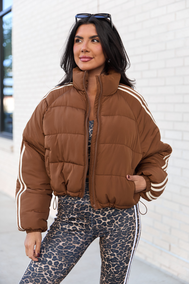 Amelia Brown and Cream Puffer Jacket SALE